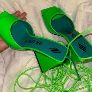The Attico Line Green Pump Heels NWOT size 7 Piper Square Toe
